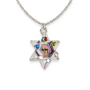 Star of David Necklace, Rainbow Chai - 1430326