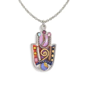 Sacred Shaddai Hamsa Necklace, Sunset - 1430617RD